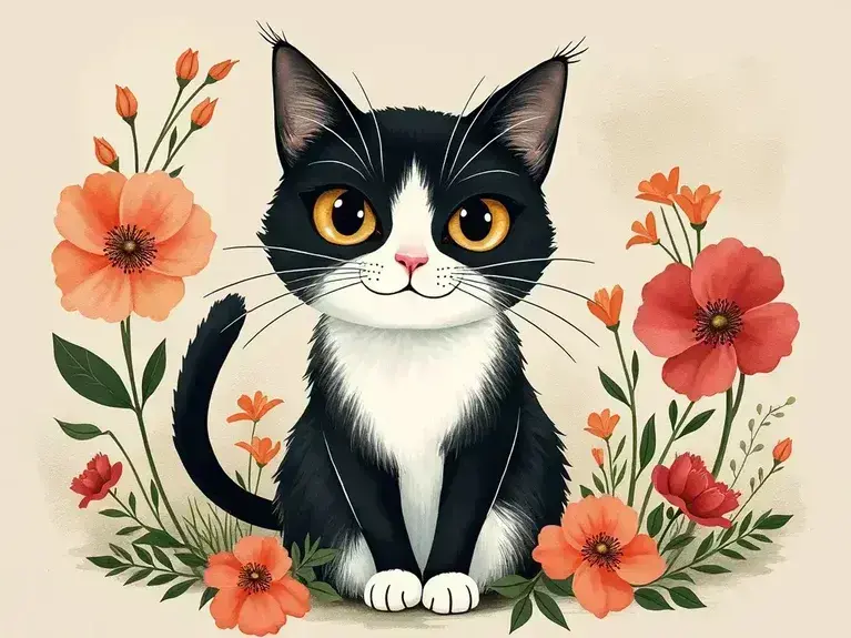 Cute cat in flower bed as a thank you for purchase image