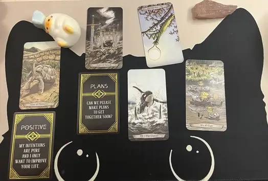 Example photo of a tarot reading spread you will get